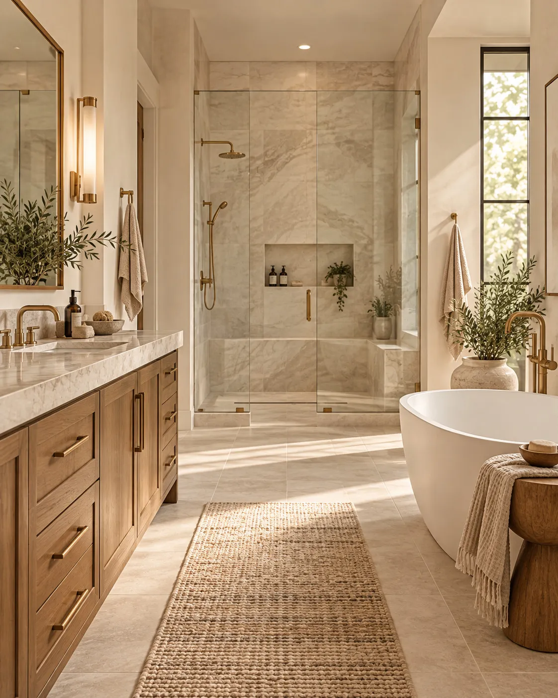 Warm, spa-like bathroom